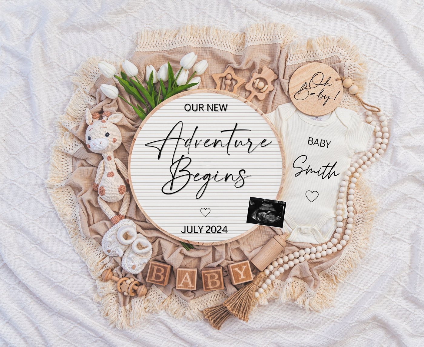 Digital Pregnancy Announcement / Pregnancy Reveal / Social Media / Gender Neutral / Facebook / Instagram / Boho / Person
