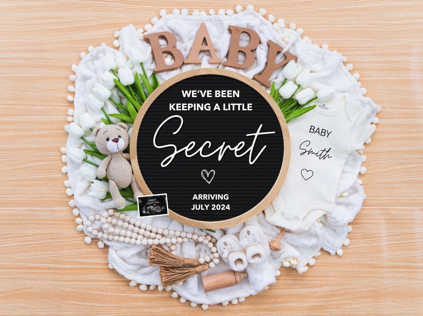 Spring Pregnancy Announcement Digital Baby Announcement Gender Neutral Social Media Reveal Keeping a Secret Gen