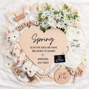 Spring is in The Air, Digital Pregnancy Announcement, Baby Announcement, Floral Gender Neutral Template, Social Media Re