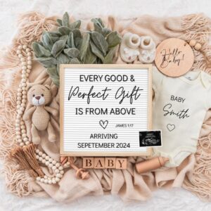 Neutral Pregnancy Announcement Digital | Scripture Baby Announcement | Social Media Facebook Instagram | Editable Templa