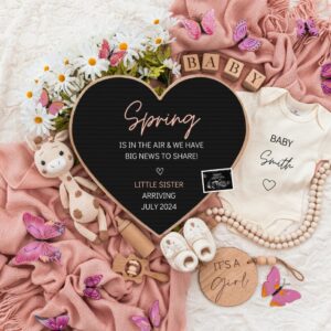 Spring Girl Pregnancy Announcement Digital Baby Announcement Girl Gender Reveal Social Media Reveal Template Its a Girl