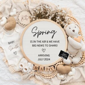 Spring is in The Air, Digital Pregnancy Announcement, Baby Announcement, Floral Gender Neutral Template, Social Media Re