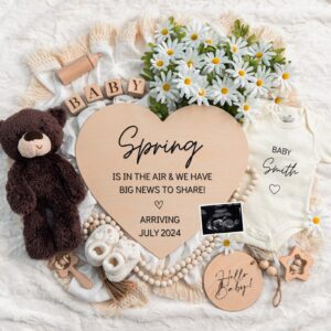 Spring is in The Air, Digital Pregnancy Announcement, Baby Announcement, Floral Gender Neutral Template, Social Media Re
