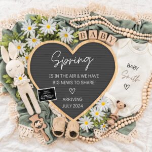 Spring is in The Air, Digital Pregnancy Announcement, Baby Announcement, Floral Gender Neutral Template, Social Media Re