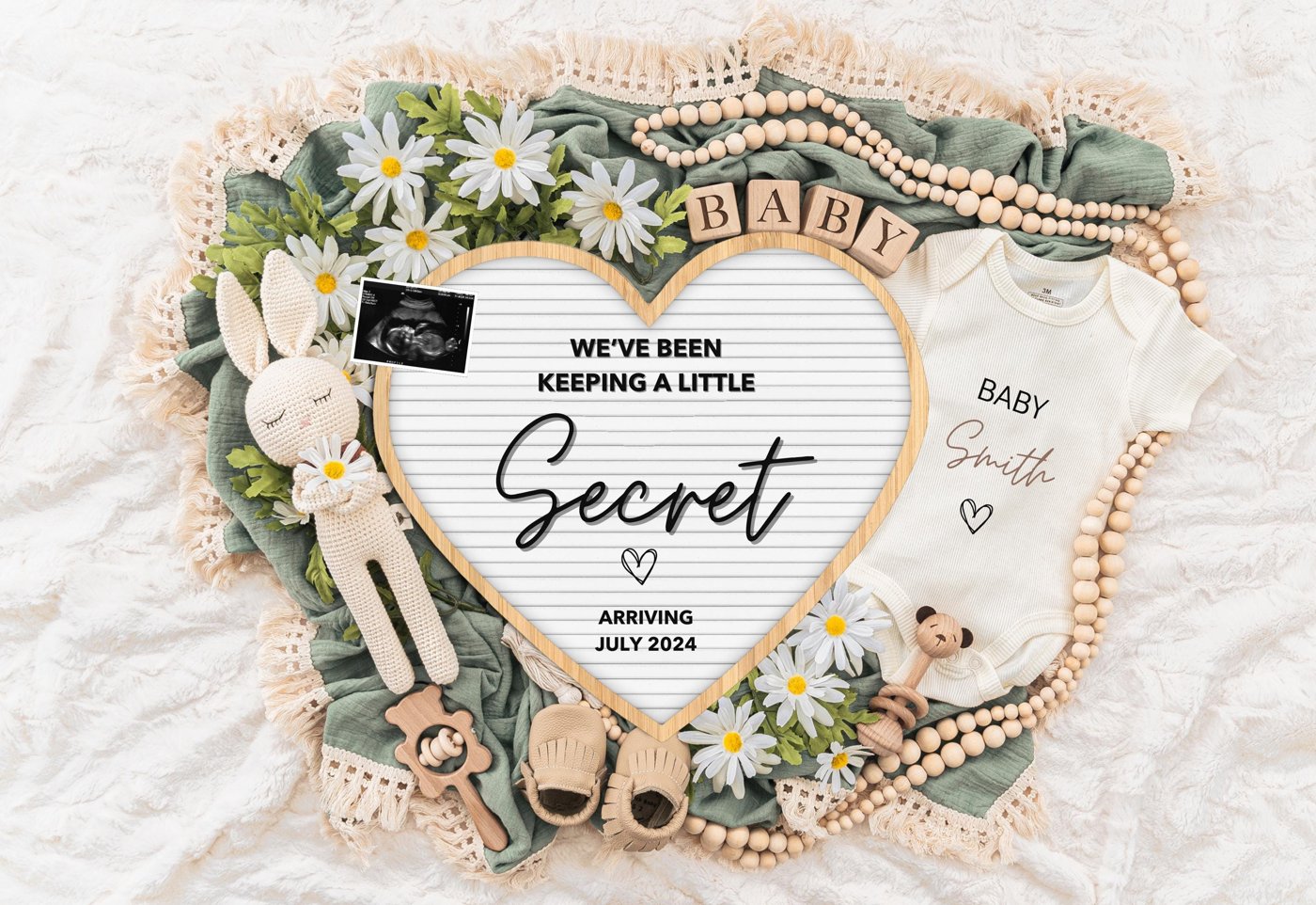 Digital Pregnancy Announcement / Pregnancy Reveal / Social Media / Gender Neutral / Facebook / Instagram / Boho /Persona