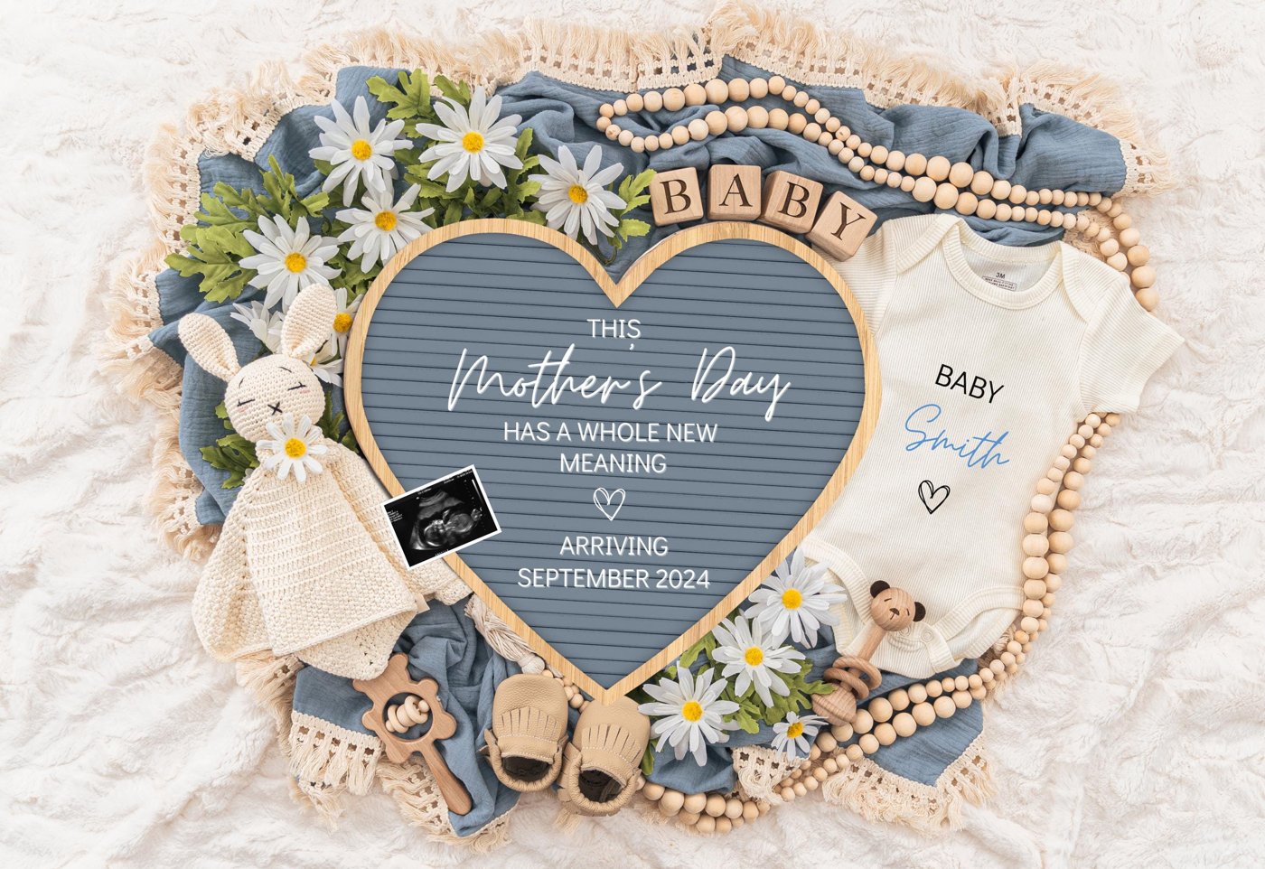 Mother's day Digital Pregnancy Announcement, Gender Neutral Editable Template, Floral Baby Announcement, Personalized ba