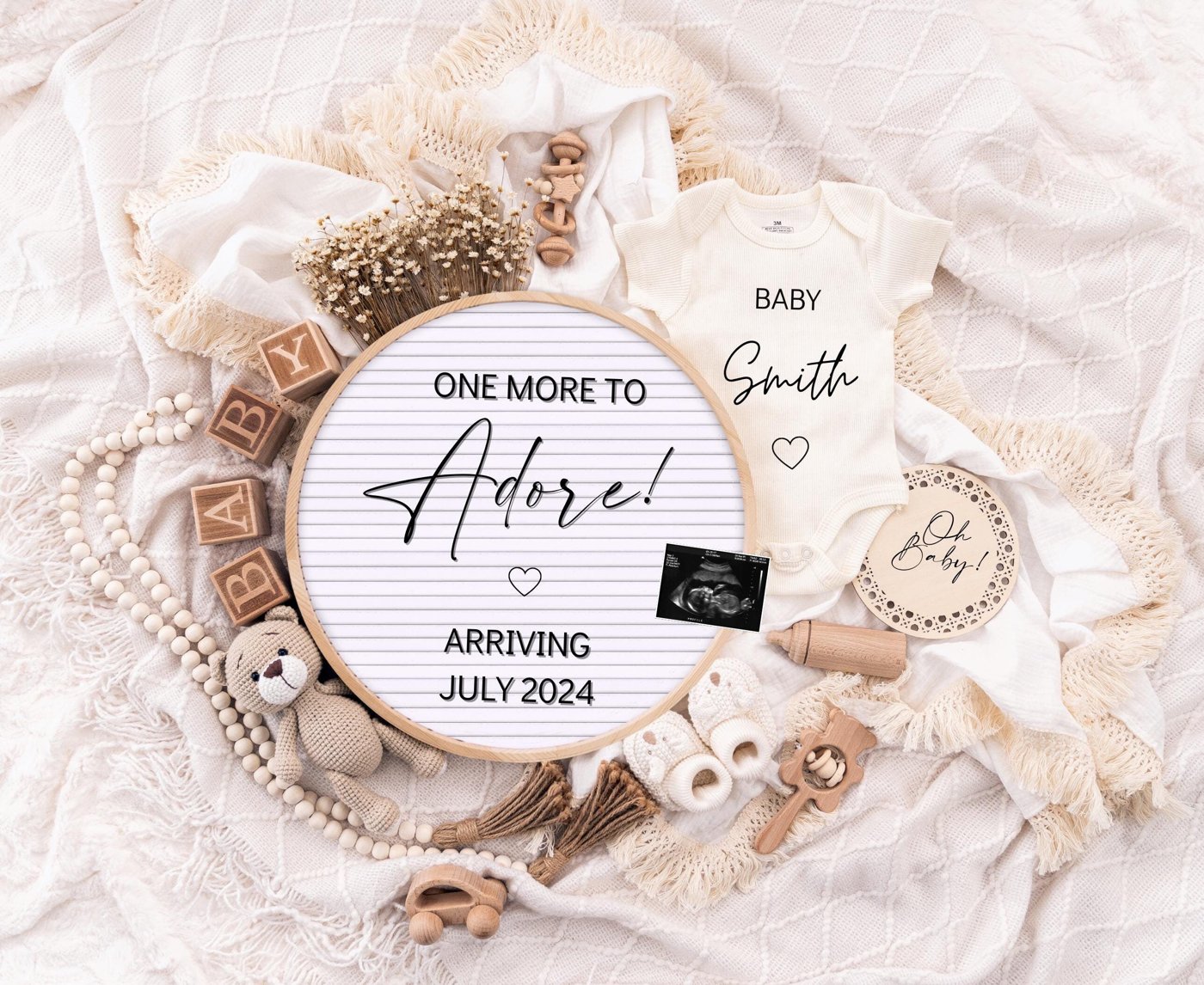 Digital Pregnancy Announcement / Pregnancy Reveal / Social Media / Gender Neutral / Facebook / Instagram / Boho / Person