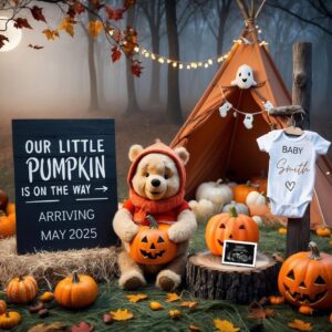 Fall Pregnancy Announcement Digital, Autumn Baby Announce, Neutral, Instant Editable Template, Social Media, Gender Neut