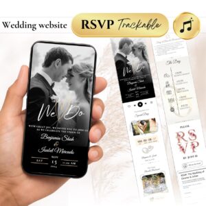 Wedding Invite Template | RSVP Music Track Responses Invitation Mariage Digital Wedding Invitation Countdown | Customiz