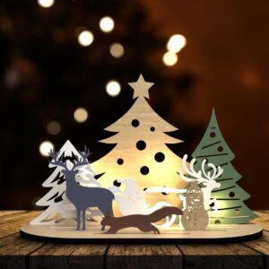 Christmas Scene Decor SVG Laser Cut File, Christmas Tree shape, Christmas Table decor Svg, Christmas Tree Decoration, Ch