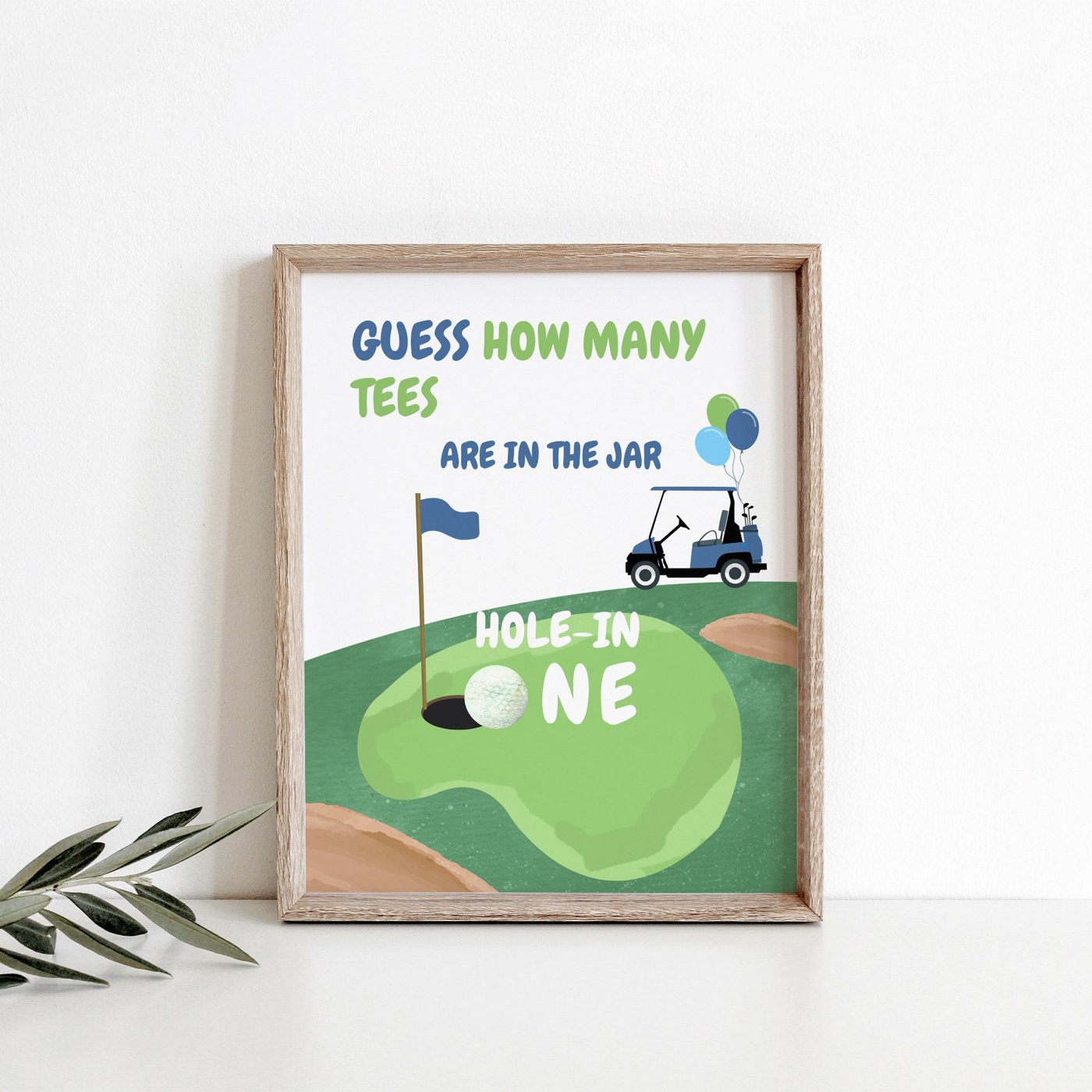 Golf Birthday Game Guess How Many Tees Are in the Jar Hole in One Par-tee Boy Golfing Activity Birthday Instant Download