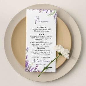 Lavender Floral Wedding Menu Printable Template 055
