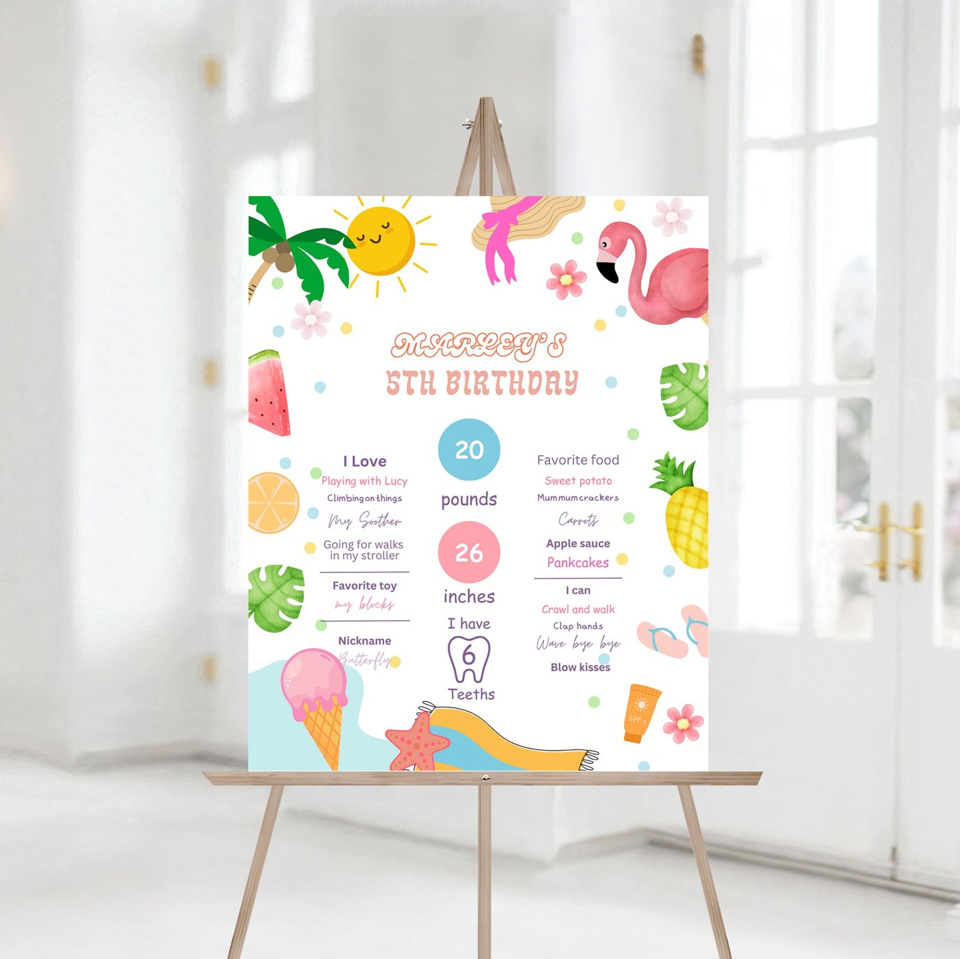 Editable Splish Splash Birthday Milestones Sign Pool Party Girl Summer Waterslide Water Party Pink 1st Birthday birthday