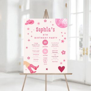 Editable Pink Cowgirl Birthday Party Pink disco Cowgirl Party, Rodeo Birthday Milestones Sign Girl Pink party Sign Decor
