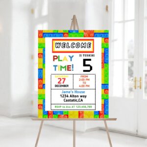 Editable Building Blocks Birthday Party Building Bricks Kids Birthday Building Blocks Welcome Sign Birthday Party Decor