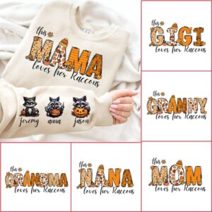 CUSTOM This Mama Loves Her Raccoon Png, Pumpkins Png, Tis The Season Png, Mama Fall Sweatshirt Png, Autumn Png, Hallowee