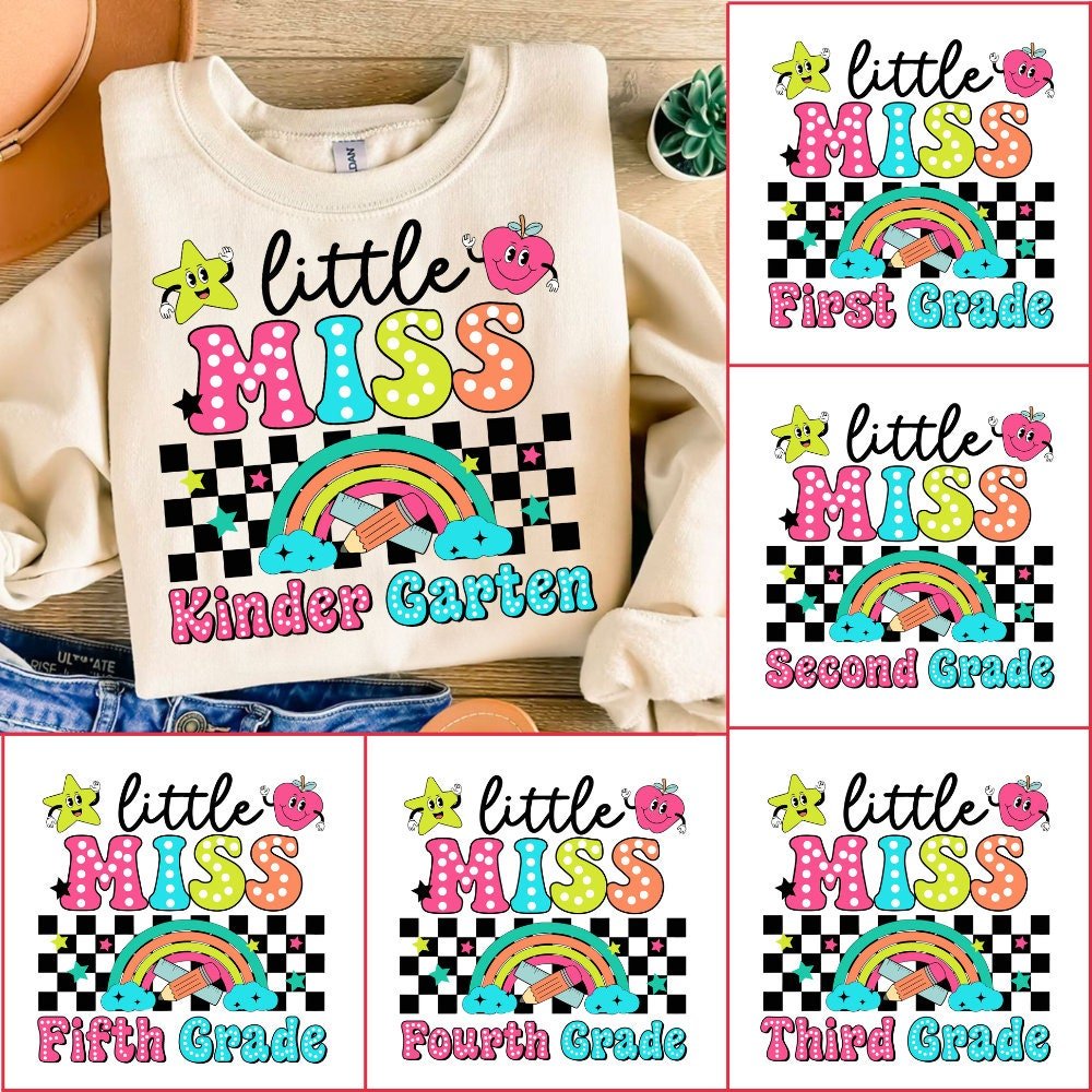 Retro Back to School Bundle, Little miss kinder garten png, First Day Of School, Kindergarten, First/Second/Third/Fourth