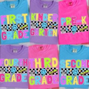 Preppy Back to School Bundle PNG, Girly Checkered Sublimation, Pre-k 1st/2nd/3rd Grade, Coquette Teacher First Day of Sc