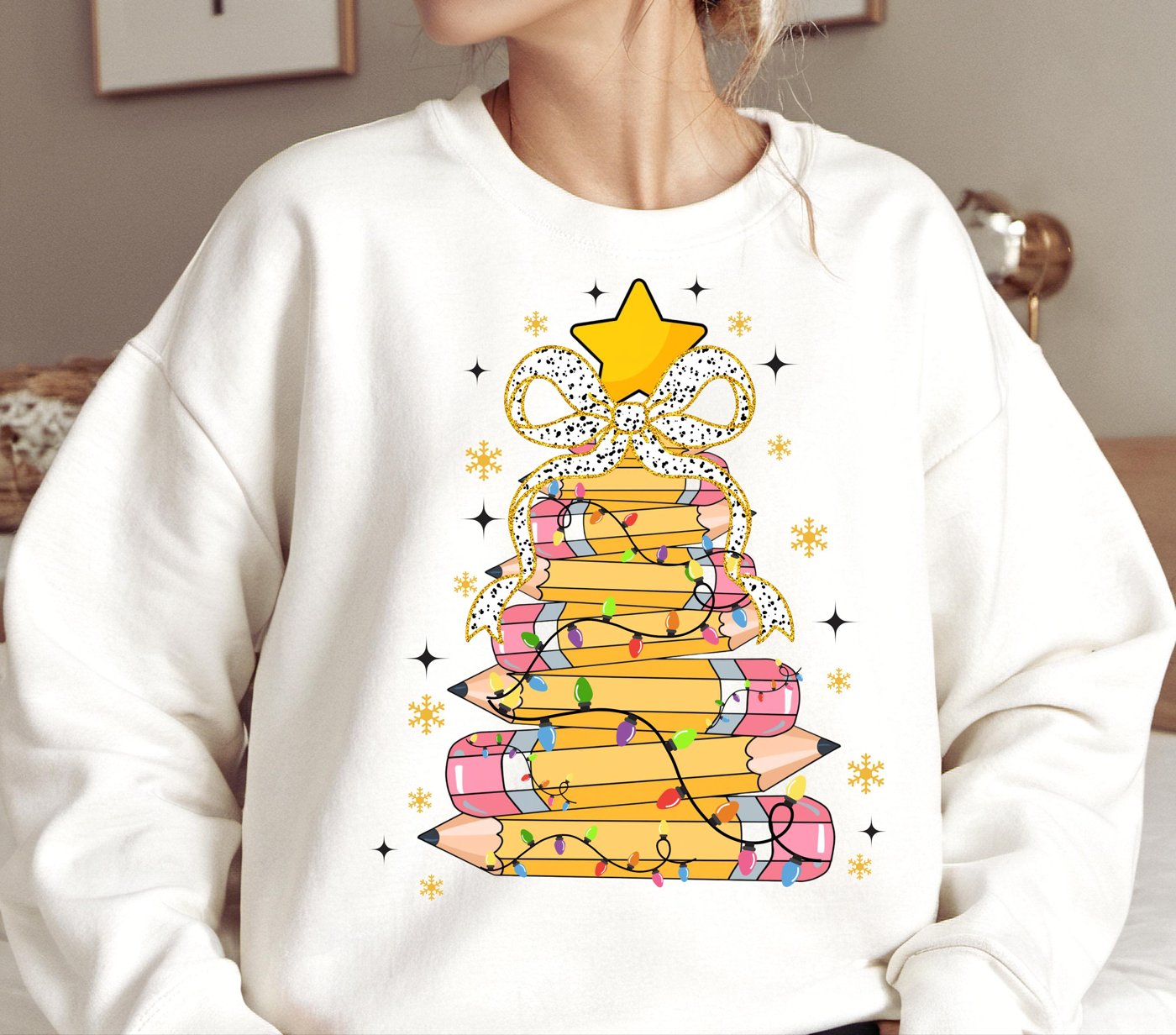 Christmas Pencil Tree Teacher Png, Teacher Christmas Shirt Design, Gift for Teacher, Merry Teacher Png, Teacher Coquette