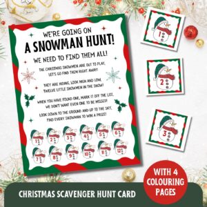 Christmas Scavenger Hunt Printable for Kids, Kids Christmas Game, Christmas Kid Activity, Christmas Snowman Hunt, Christ