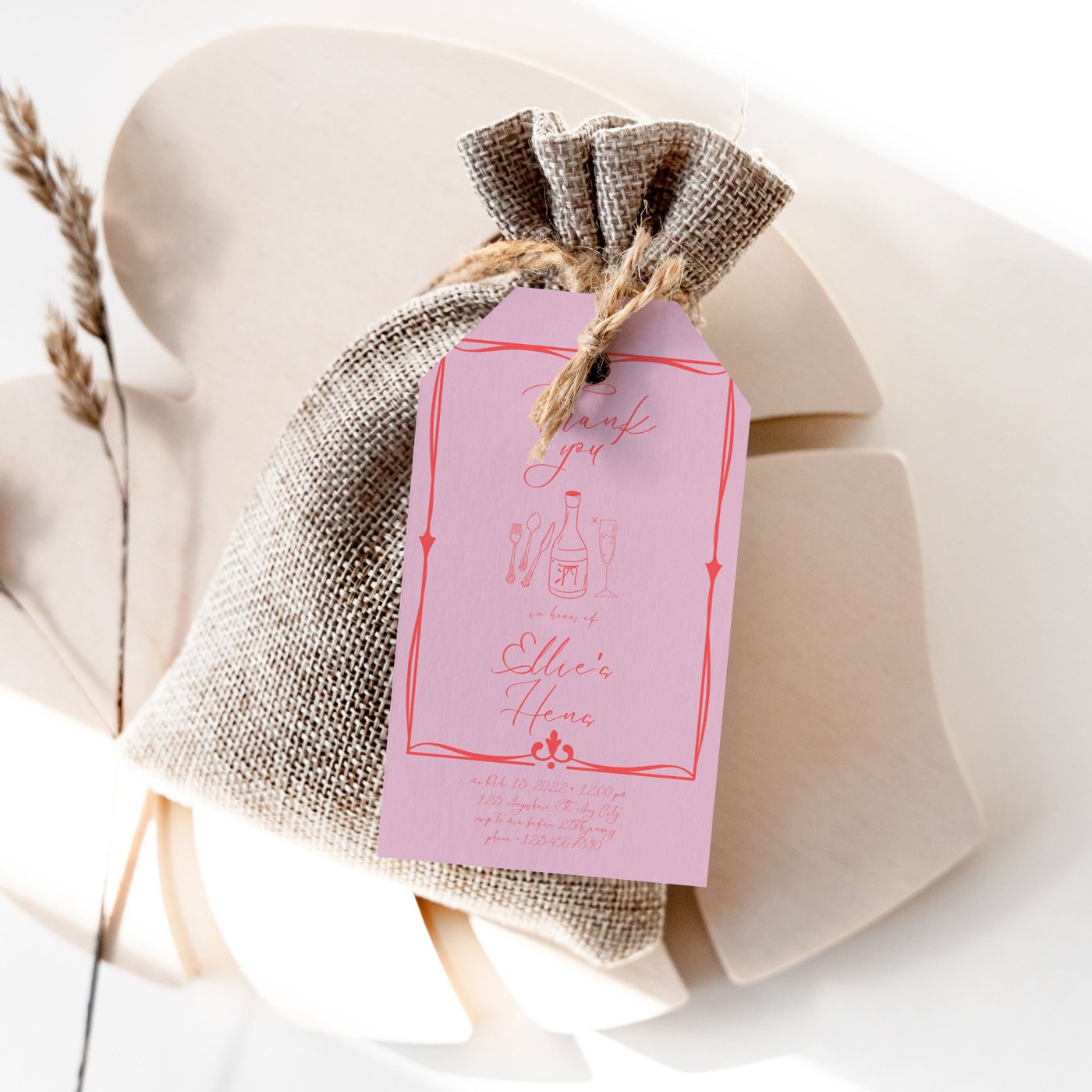 EDITABLE GEORGIE Hens Night Bridal Shower Thank you tags, French Vintage Hens Weekend, Floral Favor Tags, Editable Prin
