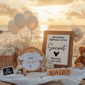 Beach Pregnancy Announcement, Digital & Editable Template, Nautical Baby Announcement, Instant Download, Sweet Baby Mess