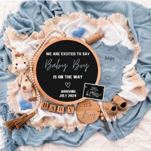 Boy Pregnancy Announcement Digital Baby Announcement Boy Gender Reveal Social Media Reveal Editable Template Its a Boy L