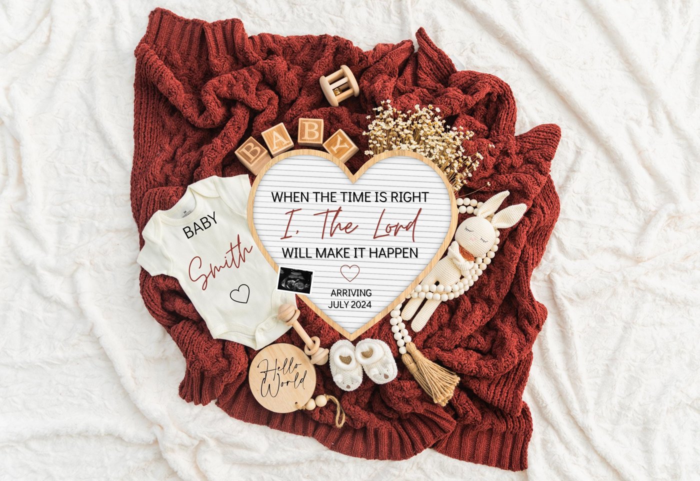 Digital Pregnancy Announcement / Pregnancy Reveal / Social Media / Gender Neutral / Facebook / Instagram / Boho / Person