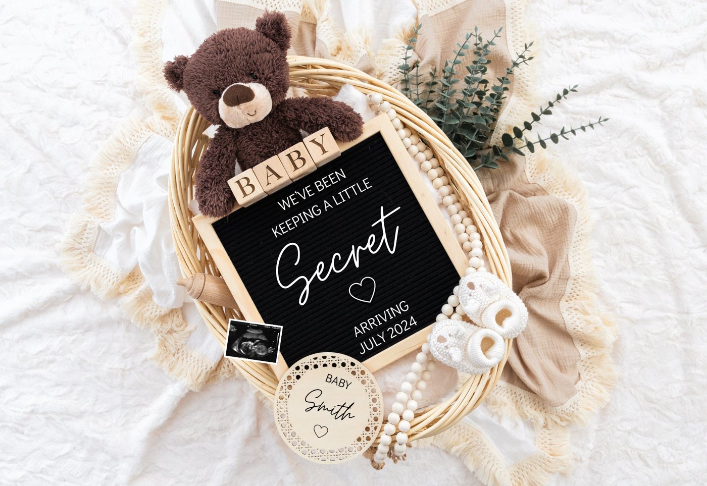 TeddyBear Digital Pregnancy Announcement / Pregnancy Reveal / Social Media / Gender Neutral / Facebook / Instagram / Boh