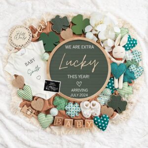 St. Patrick's day Digital Pregnancy Announcement Baby Announcement  Editable Template Social Media  Extra Lucky  Pr