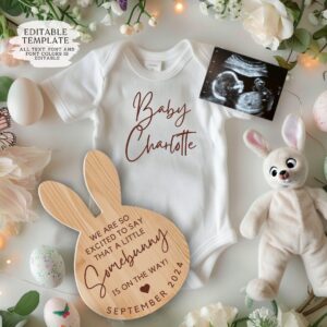 Easter Pregnancy Announcement Digital, Spring Baby Announcement, Gender Neutral Template, April Boho Reveal, Easter is E