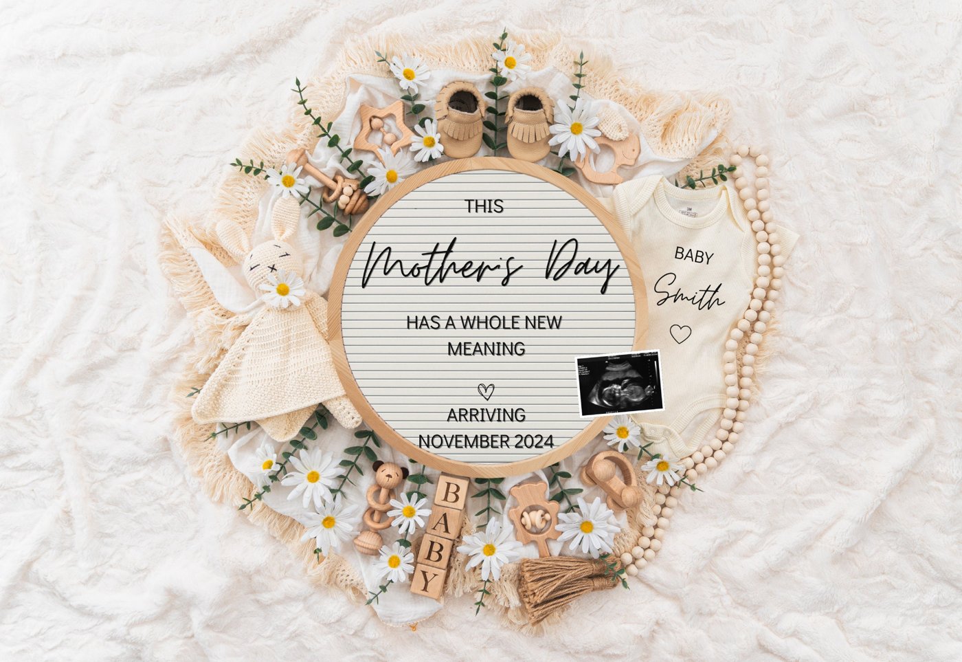 Mother's day Digital Pregnancy Announcement, Gender Neutral Editable Template, Floral Baby Announcement, Personalized ba