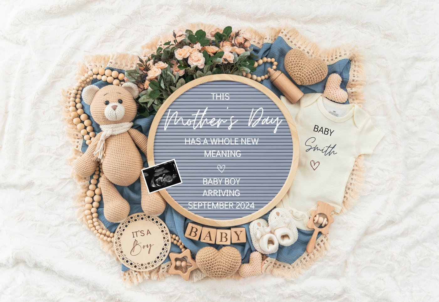 Mother's day Digital Pregnancy Announcement, Gender Neutral Editable Template, Floral Baby Announcement, Personalized ba