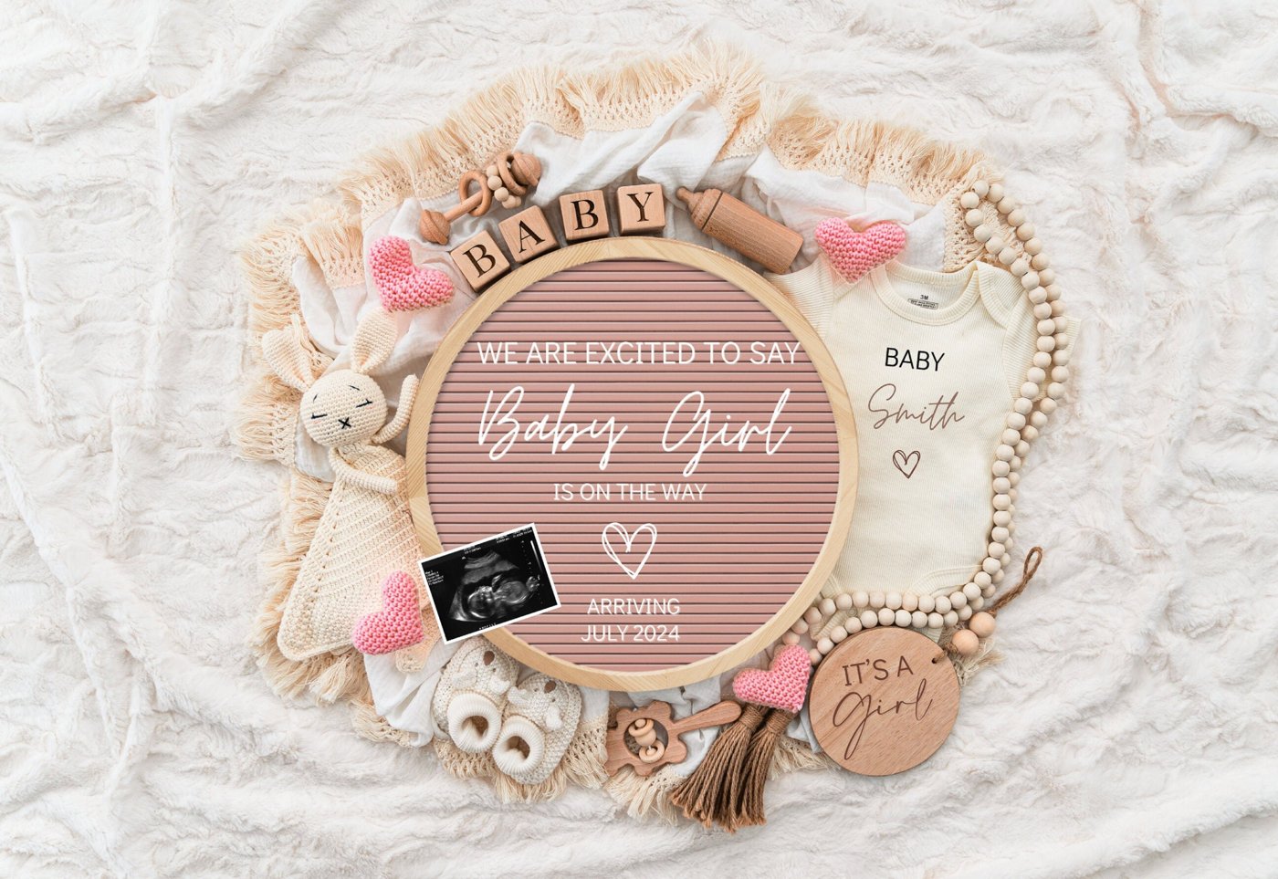 Girl Pregnancy Announcement Digital Baby Announcement Girl Gender Reveal Social Media Reveal Editable Template Its a Gir