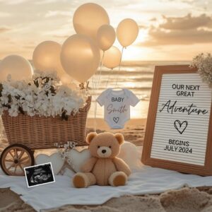 Nautical Baby Announcement, Beach-Themed Pregnancy Reveal, Digital & Editable Template, Instant Download, Sweet Baby Mes