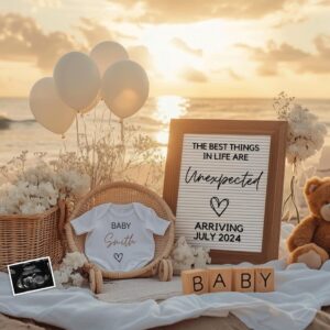 Beach Pregnancy Announcement, Digital & Editable Template, Nautical Baby Announcement, Instant Download, Sweet Baby Mess