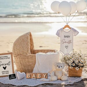 Editable Beach-Themed Pregnancy Announcement | Nautical Baby Reveal Template | Instant Download | Coastal Secret Surpris