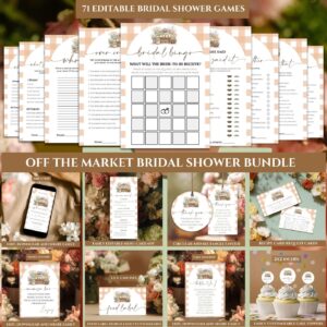 Fresh Off the Market Bridal Shower Games Bundle – Farmer's Market Bridal Shower Signs, Farmers Market Style Decor & Inv