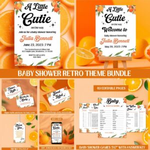 Little Cutie Baby Shower Bundle – Gender-Neutral Editable Templates, "A Little Cutie is on the Way" Instant Canva Downlo