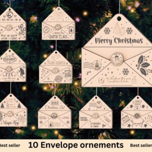 Bundle of Envelop Christmas Ornaments, Tree Decorations Craft Set, Santa's envelop ornaments, Christmas ornaments, best