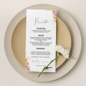 Pampas grass Wedding Menu Printable Template 054
