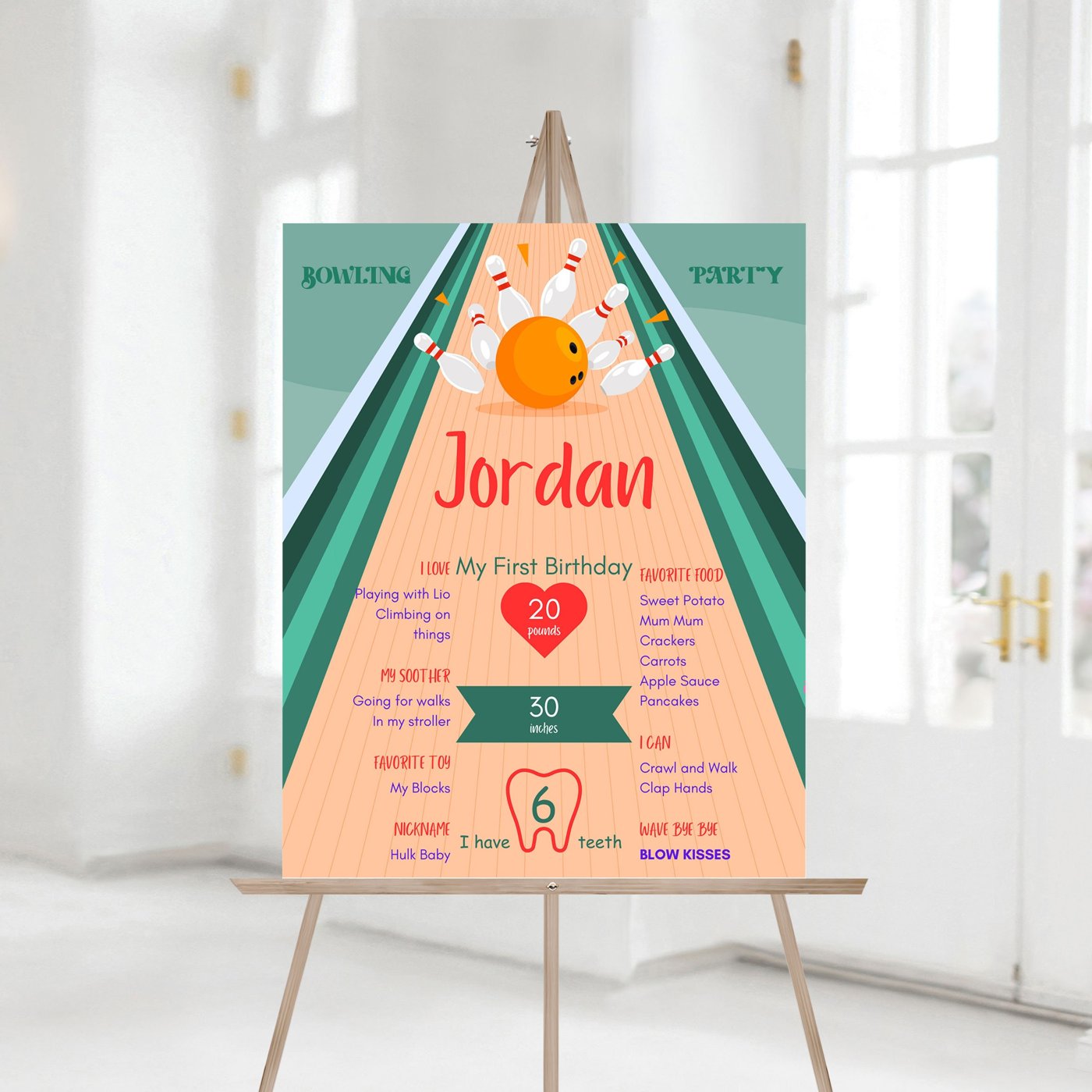 Editable Bowling Birthday Party Milestones Sign, Printable Bowling Party Celebration party Sign Decor 1245