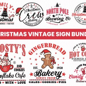 Vintage Christmas Signs PNG Bundle, Christmas Png Bundle, Farmhouse Signs Png, Farmhouse Christmas Png