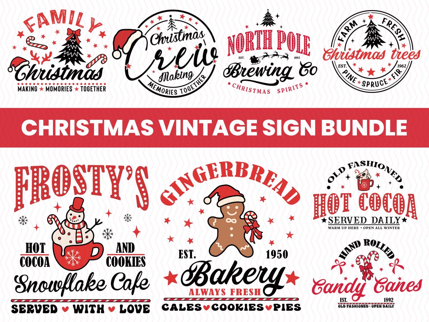Vintage Christmas Signs PNG Bundle, Christmas Png Bundle, Farmhouse Signs Png, Farmhouse Christmas Png