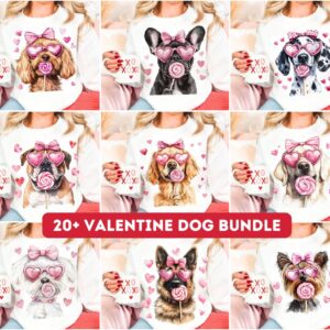 Valentine's Day Dog Coquette PNG Bundle Goldendoodle Sublimation Shirt Design Pink Dog Coquette Valentines PNG Doodle Mo