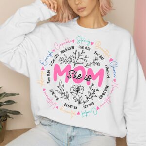 She Is Mom Strong Beautiful Bible Verse SVG, Mothers day Funny png, Sublimation Design, Mama Png Design Download, Retro
