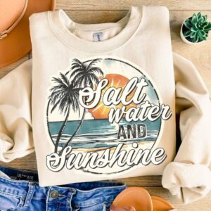 Salt water and Sun shine Png | Summer sublimation design | Distressed beach shirt print | Summer shirt design Png | Retr