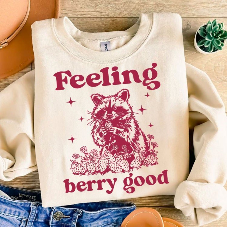 Raccon summer Feeling berry good Png, Beach shirt Png, Retro summer Tshirt png, Trendy Summer Shirts png, summertime Shi