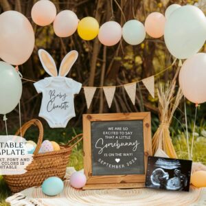 Easter Pregnancy Announcement Digital, Spring Baby Announcement, Gender Neutral Template, April Boho Reveal, Easter is E