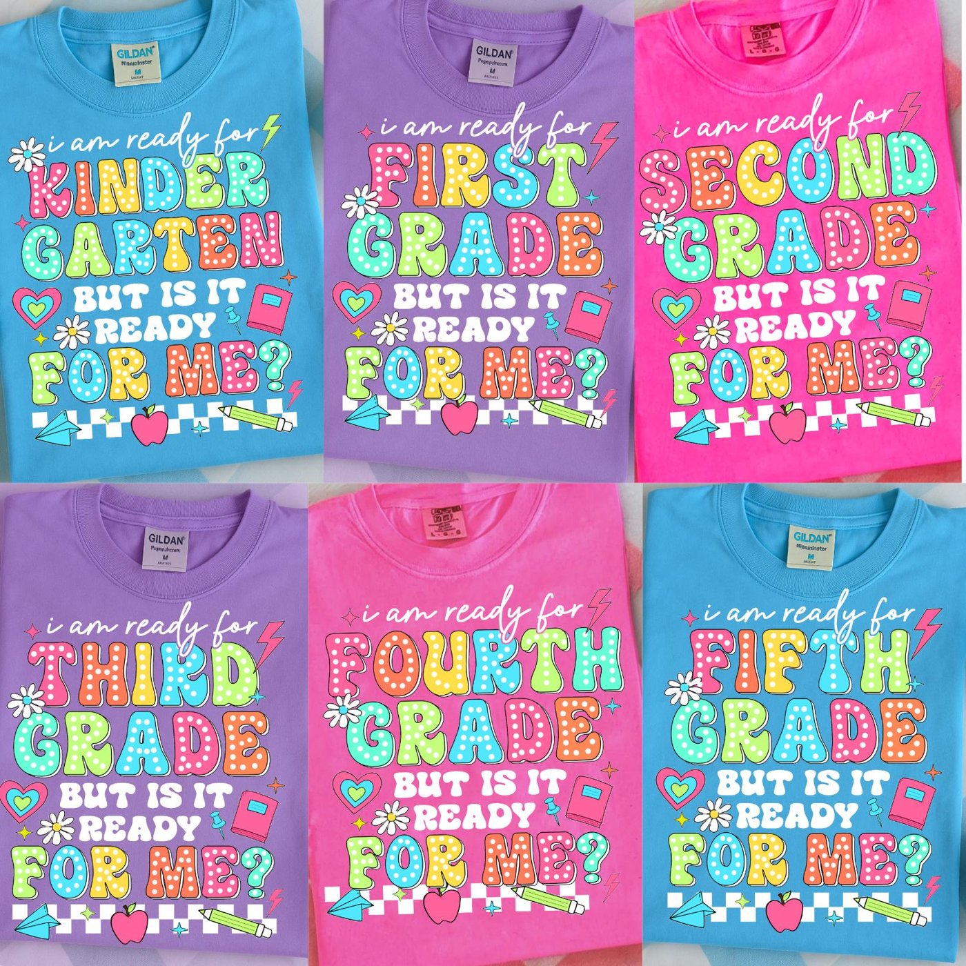 Preppy Back to School Bundle PNG, I am really ready for kinder garten but is it ready for me, Pre-k 1st/2nd/3rd Grade